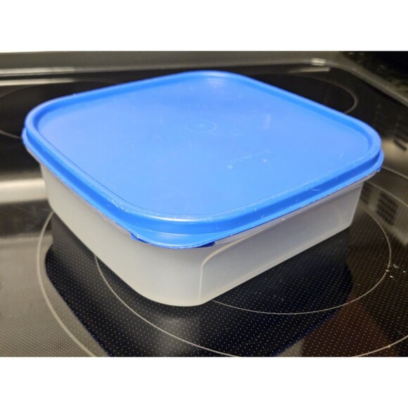 Vintage Tupperware Modular Mates Sheer With Blue Lid 1619-4 & 1623-4 - Picture 3 of 12